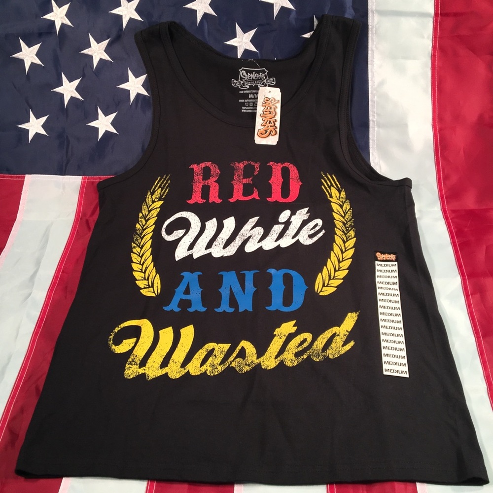 Men’s Red White And Wasted Tank